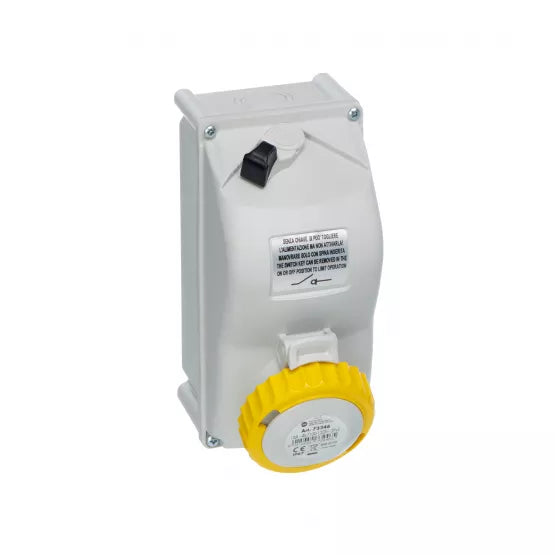 Europa IP67 110V 16A 2P+E Yellow Switched Interlocked Socket with Key SISW163FF