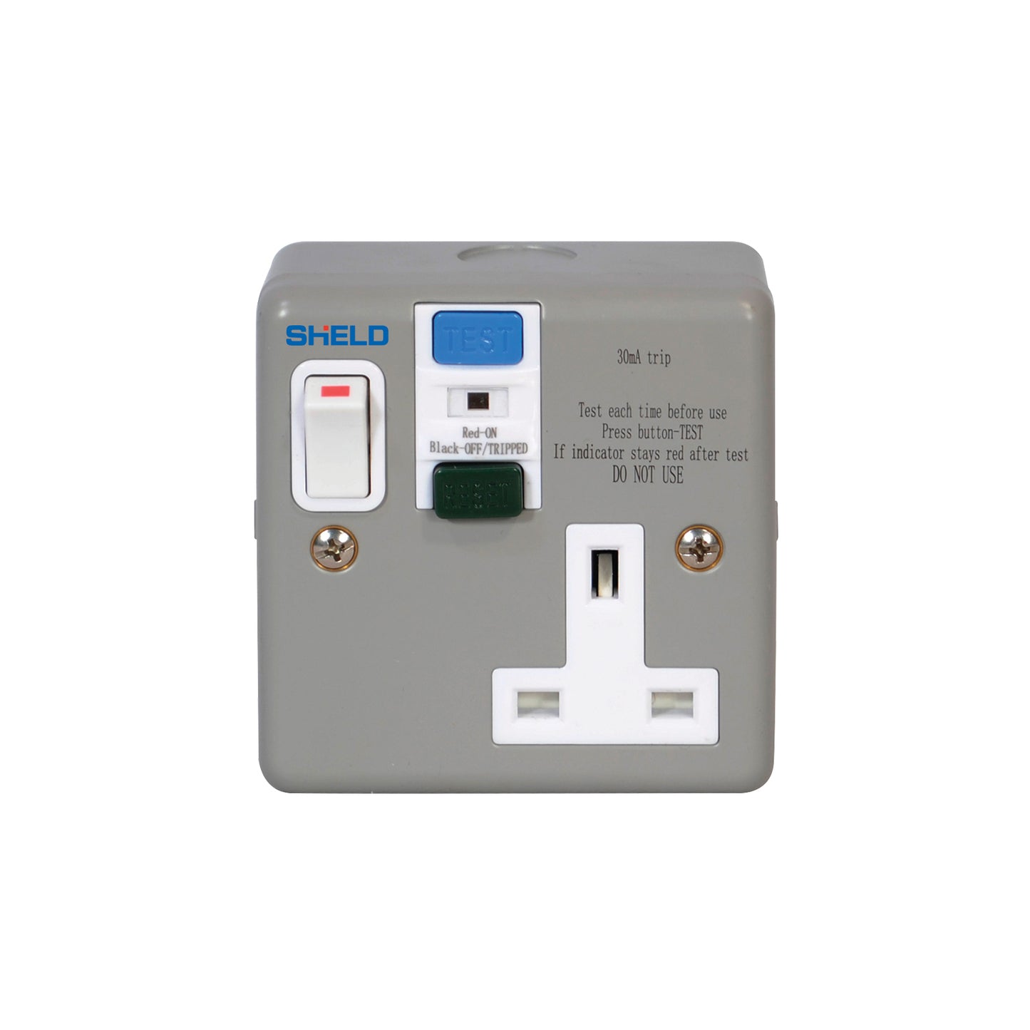 Chint 1 Gang Switched Metal 30mA Type A RCD Socket SNE3-2130SM