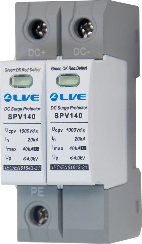 Live Electrical 2 Pole 20kA/40Ka Type 2 DC Surge Protection Device SPD Up To 600V SPV240/1
