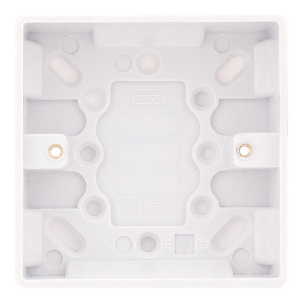 Selectric Smooth 1 Gang Surface 25mm Pattress Back Box SSL551
