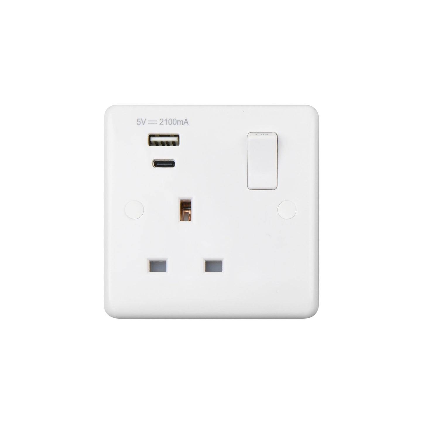 Chint Studio Range 13A 1 Gang Switched Socket Outlets With USB Type A+Type C 2.1Amp ST2310C