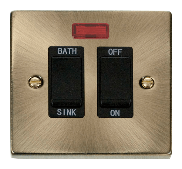 Click Deco 20A DP Sink Bath Switch with Neon Black Inserts VPxx024BK