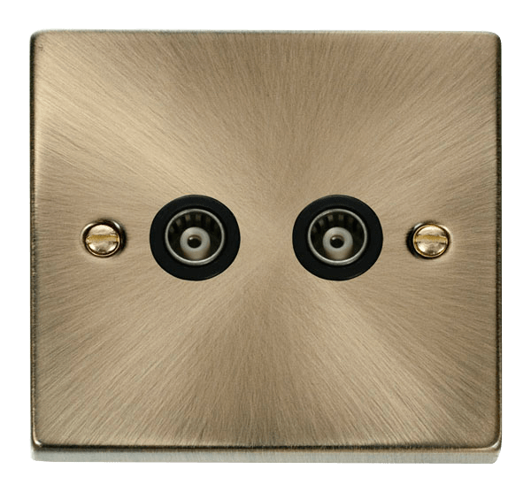 Click Deco Twin Isolated Coaxial Outlet Black Inserts VPxx159BK