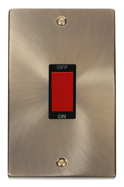 Click Deco 45A DP 2 Gang Switch Red Rocker Black Inserts VPxx202BK