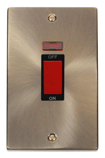 Click Deco 45A DP 2 Gang Switch Red Rocker with Neon Black Inserts VPxx203BK
