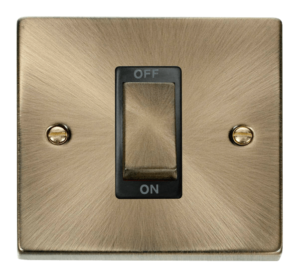 Click Deco 45A DP 1 Gang Switch Black Inserts VPxx500BK