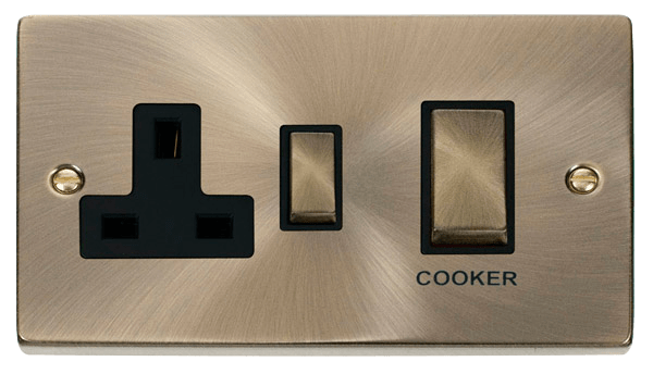 Click Deco 45A DP Switch with 13A DP Switched Socket Outlet Black Inserts VPxx504BK
