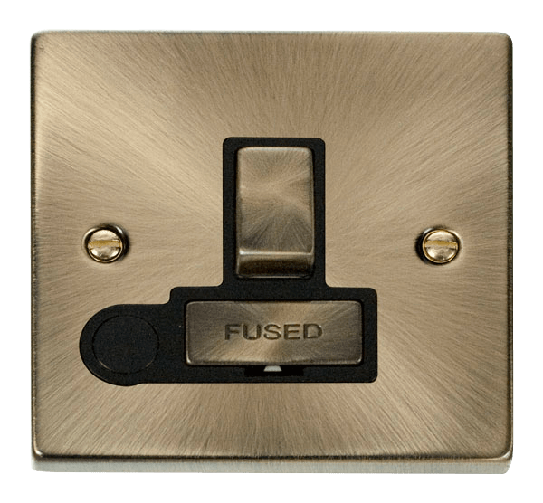 Click Deco 13A Switched Fused Spur Connection Unit with Flex Outlet Black Inserts VPxx551BK