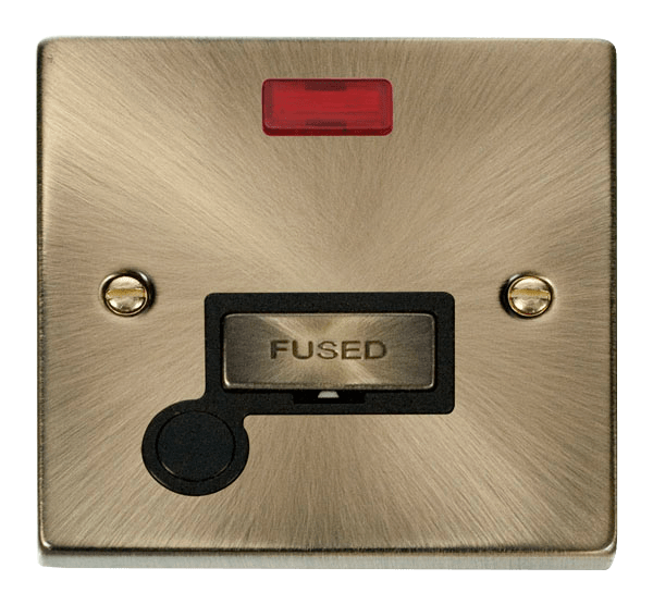 Click Deco 13A Fused Spur Connection Unit with Neon & Flex Outlet Black Inserts VPxx553BK
