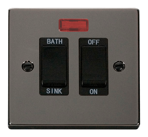 Click Deco 20A DP Sink Bath Switch with Neon Black Inserts VPxx024BK