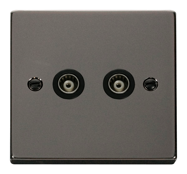 Click Deco Twin Isolated Coaxial Outlet Black Inserts VPxx159BK