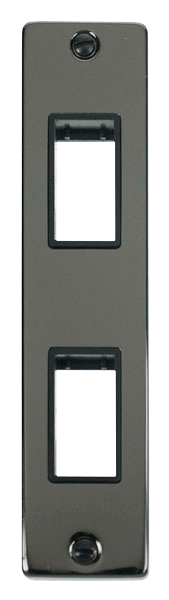 Click Deco MiniGrid 2 Gang Architrave Plate Twin Aperture Black Inserts VPxx472BK