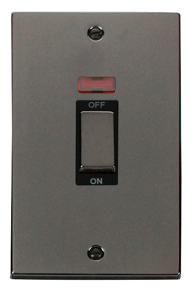 Click Deco 45A DP 2 Gang Switch with Neon Black Inserts VPxx503BK