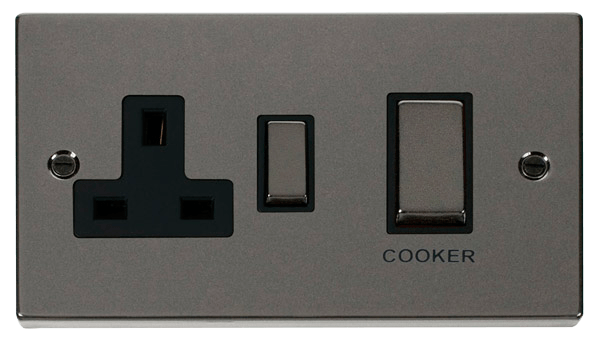Click Deco 45A DP Switch with 13A DP Switched Socket Outlet Black Inserts VPxx504BK