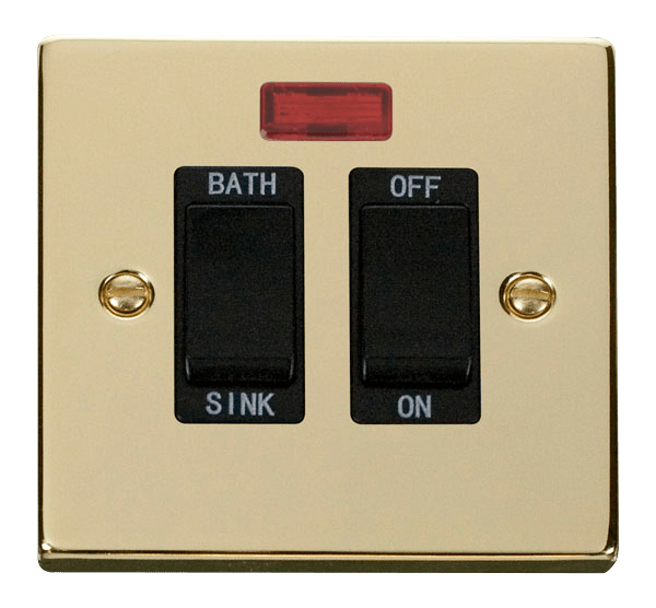 Click Deco 20A DP Sink Bath Switch with Neon Black Inserts VPxx024BK