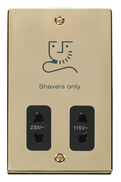 Click Deco 115V to 230V Dual Shaver Socket Outlet Black Inserts VPxx100BK