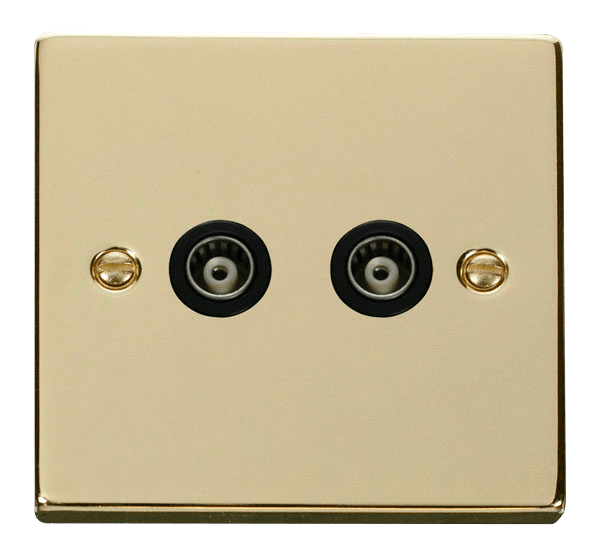 Click Deco Twin Isolated Coaxial Outlet Black Inserts VPxx159BK