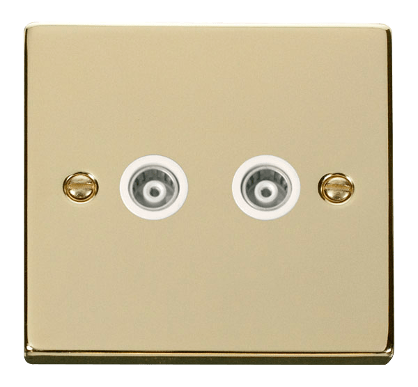 Click Deco Twin Isolated Coaxial Outlet White Inserts VPxx159WH