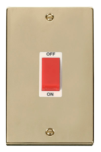 Click Deco 45A DP 2 Gang Switch Red Rocker White Inserts VPxx202WH