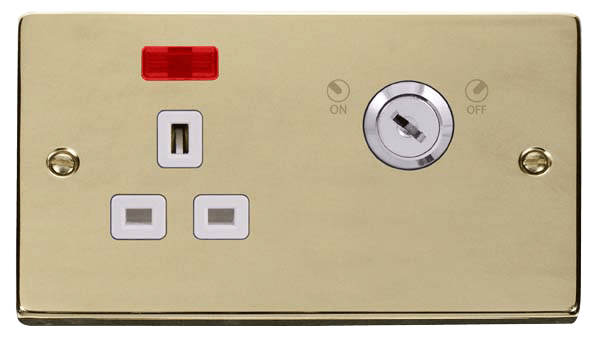 Click Deco 13A DP Key Lockable Switched Socket with Neon White Inserts VPxx655WH