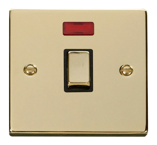 Click Deco 20A DP Switch with Neon Black Inserts VPxx723BK
