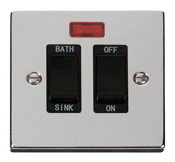 Click Deco 20A DP Sink Bath Switch with Neon Black Inserts VPxx024BK