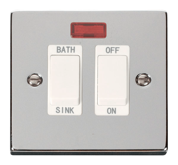 Click Deco 20A DP Sink Bath Switch with Neon White Inserts VPxx024WH