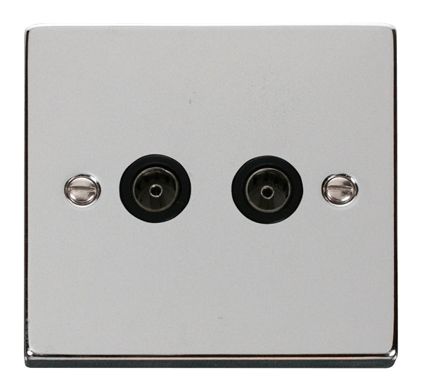 Click Deco Twin Coaxial Outlet Black Inserts VPxx066BK