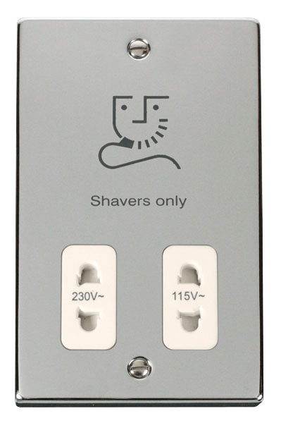 Click Deco 115V to 230V Dual Shaver Socket Outlet White Inserts VPxx100WH
