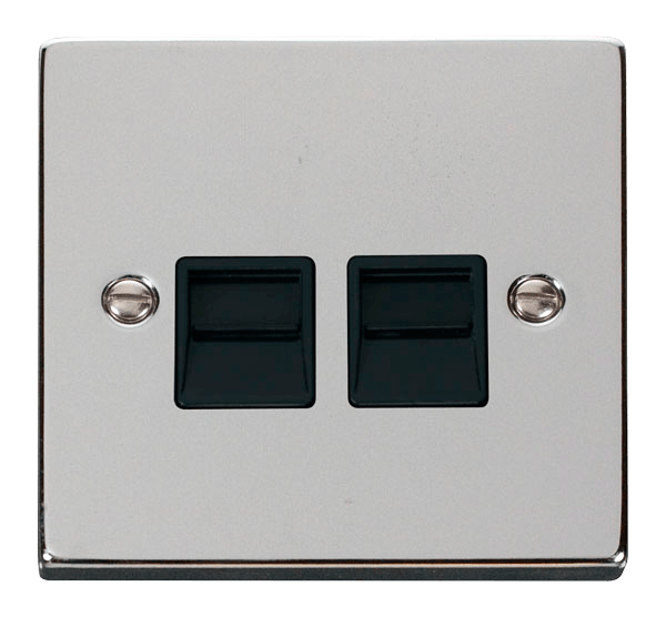 Click Deco Twin Master Telephone Outlet Black Inserts VPxx121BK