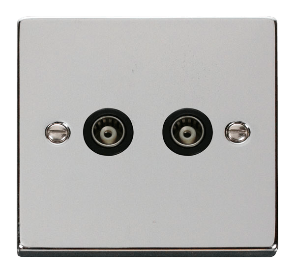 Click Deco Twin Isolated Coaxial Outlet Black Inserts VPxx159BK