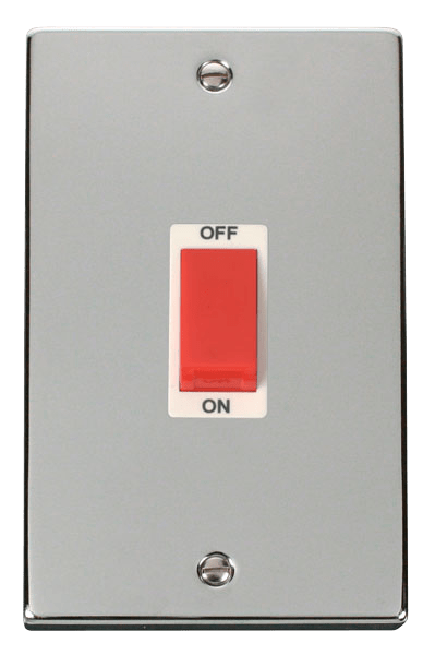 Click Deco 45A DP 2 Gang Switch Red Rocker White Inserts VPxx202WH