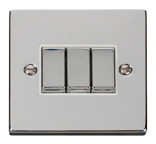 Click Deco 10AX 3 Gang 2 Way Switch White Inserts VPxx413WH