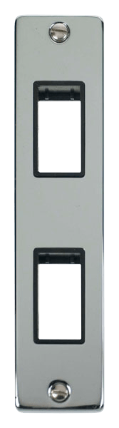 Click Deco MiniGrid 2 Gang Architrave Plate Twin Aperture Black Inserts VPxx472BK