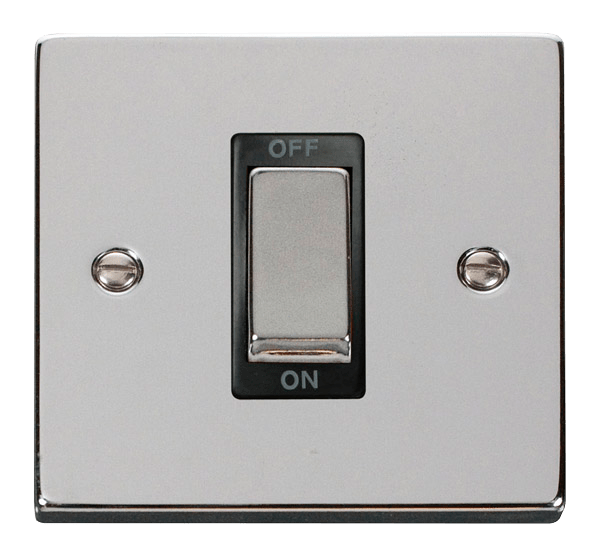 Click Deco 45A DP 1 Gang Switch Black Inserts VPxx500BK