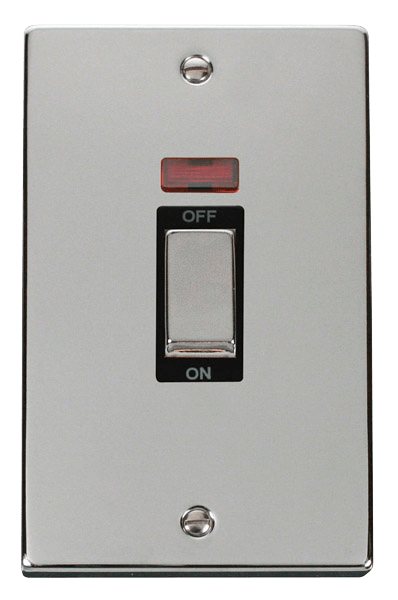 Click Deco 45A DP 2 Gang Switch with Neon Black Inserts VPxx503BK