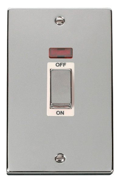Click Deco 45A DP 2 Gang Switch with Neon White Inserts VPxx503WH