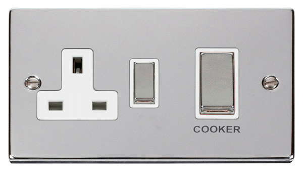 Click Deco 45A DP Switch with 13A DP Switched Socket Outlet White Inserts VPxx504WH