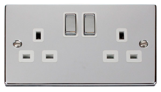 Click Deco 2 Gang 13A DP Switch Socket White Inserts VPxx536WH