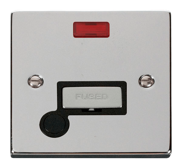 Click Deco 13A Fused Spur Connection Unit with Neon & Flex Outlet Black Inserts VPxx553BK