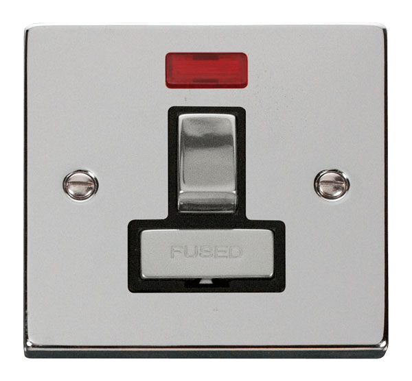 Click Deco 13A Switched Fused Spur Connection Unit with Neon Black Inserts VPxx752BK