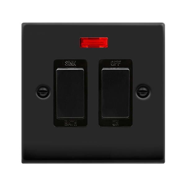 Click Deco 20A DP Sink Bath Switch with Neon Black Inserts VPxx024BK
