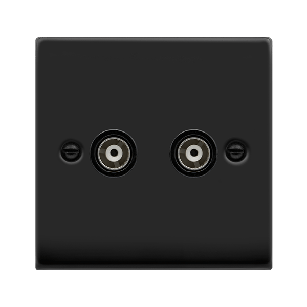 Click Deco Twin Isolated Coaxial Outlet Black Inserts VPxx159BK
