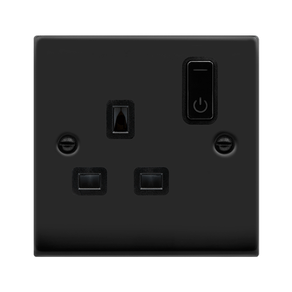 Click Smart Plus Deco 13A 1 Gang Zigbee Switched Socket Black Inserts VPxx30535BK