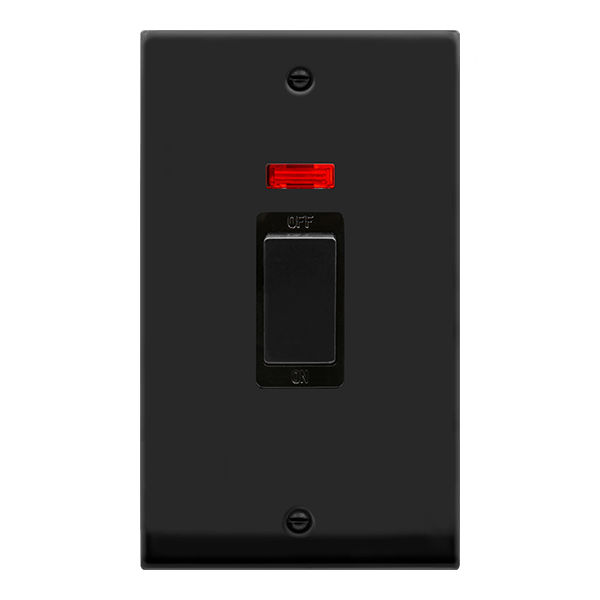 Click Deco 45A DP 2 Gang Switch with Neon Black Inserts VPxx503BK