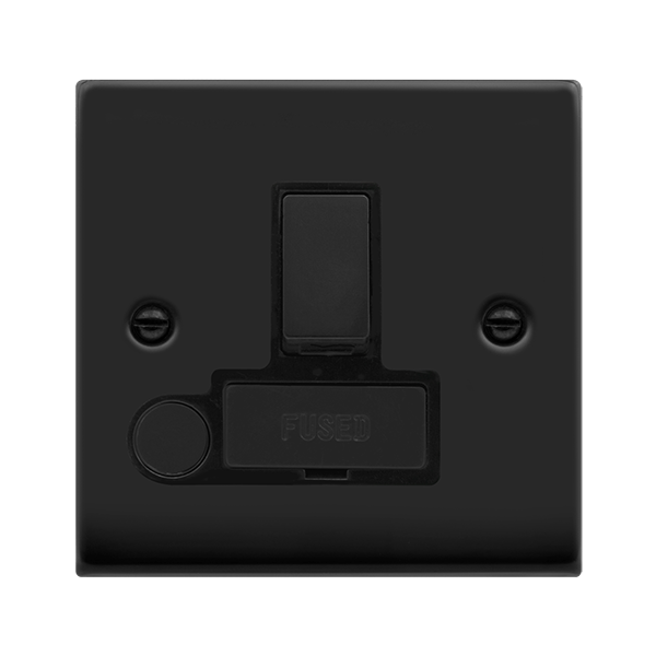 Click Deco 13A Switched Fused Spur Connection Unit with Flex Outlet Black Inserts VPxx551BK