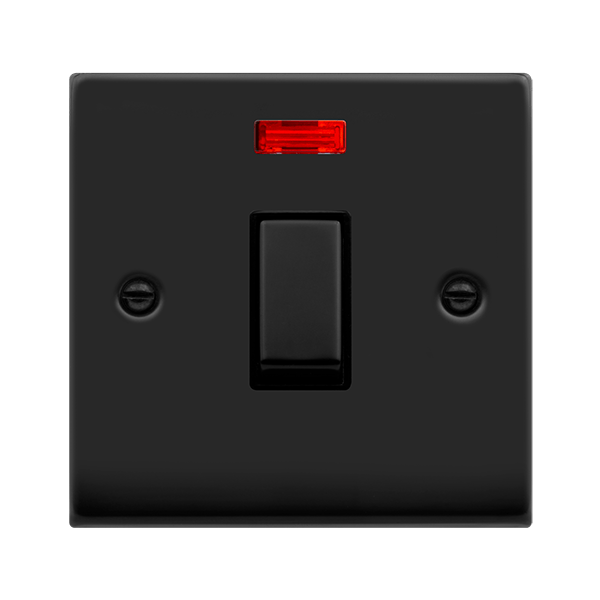 Click Deco 20A DP Switch with Neon Black Inserts VPxx723BK