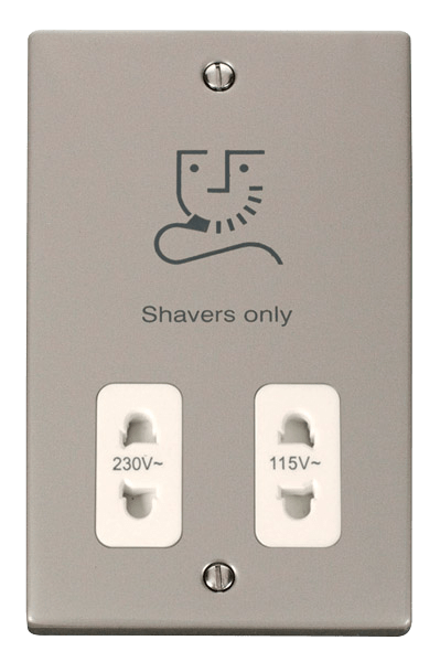 Click Deco 115V to 230V Dual Shaver Socket Outlet White Inserts VPxx100WH