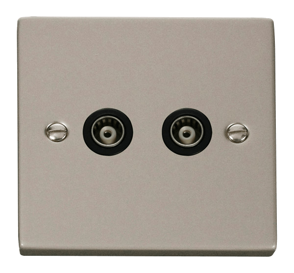 Click Deco Twin Isolated Coaxial Outlet Black Inserts VPxx159BK