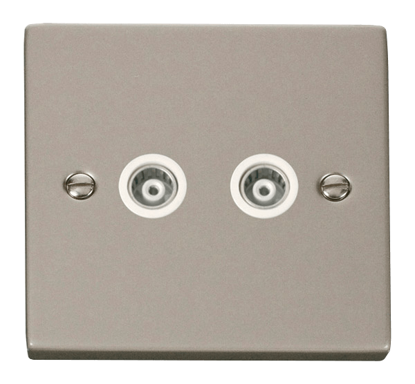 Click Deco Twin Isolated Coaxial Outlet White Inserts VPxx159WH